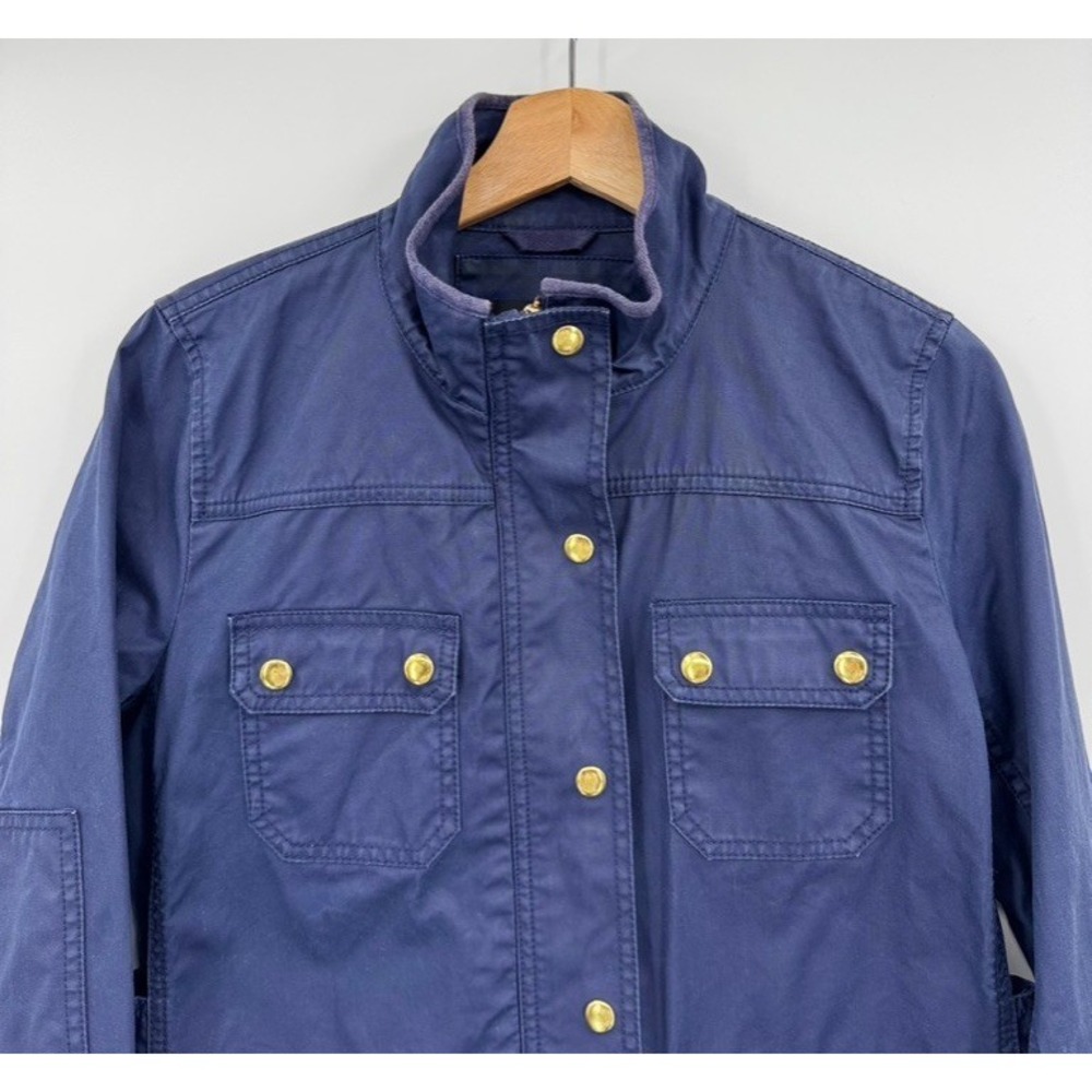 J.Crew Navy Utility Jacket Women's Cotton Gold Button Field Coat Preppy Classic - Picture 4 of 14